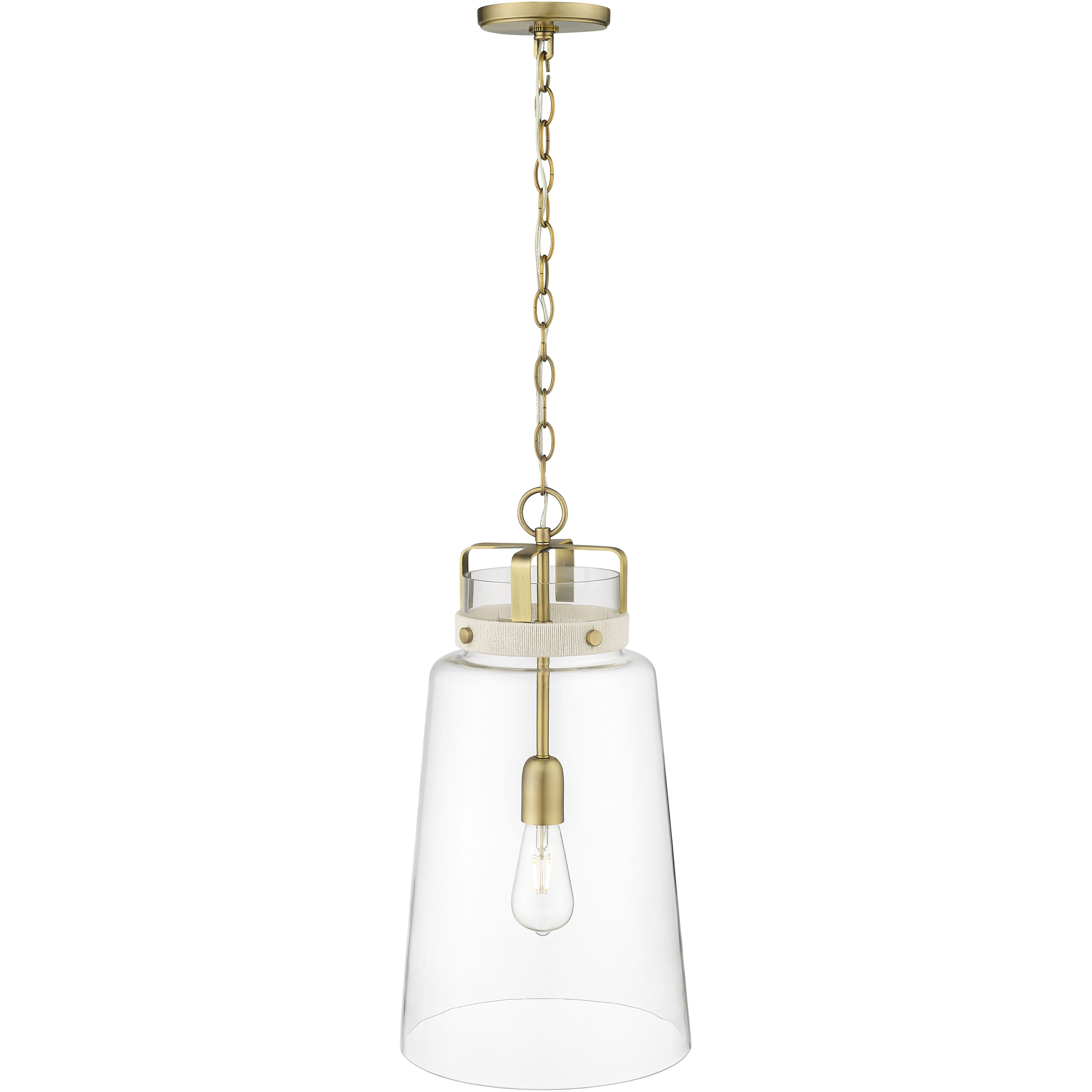 Lolla 1 Light 12 inch Vintage Brass Pendant Ceiling Light